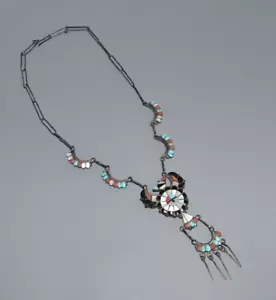 Silber Halskette Vogel Native Silver Necklace Zuni Thunderbird Mexiko Fach #AA4 - Bild 1 von 10