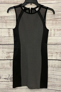 H&M Divided Faux Leather & Mesh Bodycon Dress Grey/Black Sz 4 US - Picture 1 of 2