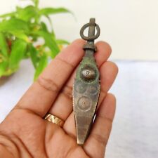 19c Vintage Hand Carved Primitive Brass Tweezer Tong Tool Rare Collectible Old