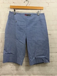 Peck & Peck Petite Shorts Womens Size 10P Blue & White Stretch Tummy Control - Picture 1 of 5