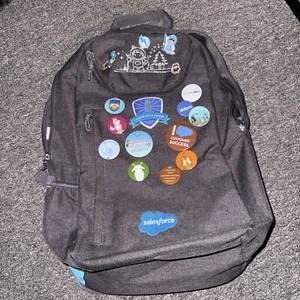 Salesforce Dreamforce Gray Laptop Backpack Cloud Logo Emoro With Pins 2018 - Picture 1 of 9