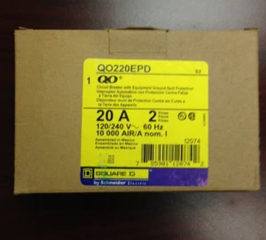 Square D QO220EPD 2 polos 20 amperios 120/240 voltios enchufable con protección de equipo NUEVO - Imagen 1 de 5