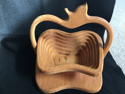 Collapsible Wood Apple Basket Bowl Cover