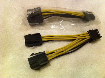10 pcs  ORIGINAL DUAL 6 PIN TO 8 PIN PCIE  VIDEO CARD POWER CABLE,FAST SHIPPING - Image 1 of 2