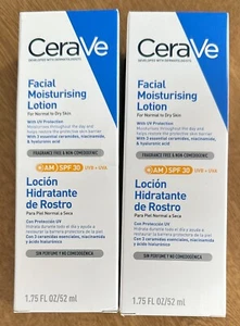 2 x cerave 52ml facial moisturising lotion normal to dry top quality new boxed - Picture 1 of 1