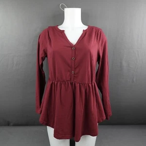 Bloomchic Womens Babydoll Top 10 Burgundy Peplum Knit Timeless Everyday Capsule - Picture 1 of 15