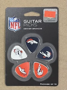 SPORTS VAULT NFL DENVER BRONCOS GUITAR PICKS 10 PIECE WOODROW MUSIC - NEW - Picture 1 of 2