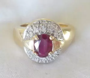 Laura Ramsey 14K Yellow Gold Ruby Diamond Ring - 5.22 gms, Sz 6.25, 1.14 ctw - Picture 1 of 11