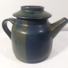 Nancy Patterson Blue Iron Mountain Stoneware VTG Taiwan 5" Coffee/tea Pot 
