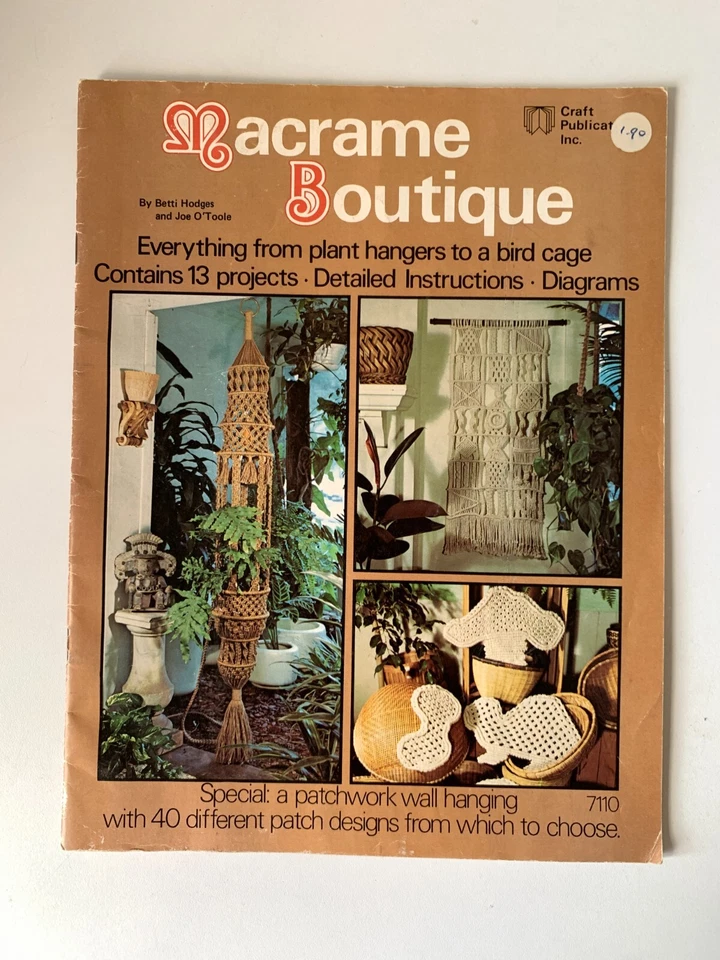 Vintage Macrame Boutique 1976 Betty Hodges Joe O'Toole 13 Craft Pattern 7110 - Image 1 of 4