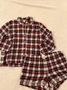 J Crew Size XL Festive Plaid Flannel Shortie Pajama Set 2 Piece New NWOT - Picture 1 of 7