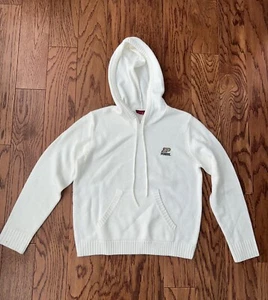 VINTAGE PURDUE BOILERMAKERS WHITE PULLOVER KNIT SWEATER w/ HOOD XL CRABLE - Picture 1 of 8