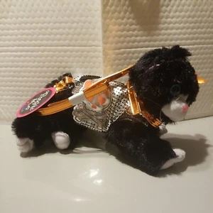 New w Tags Poochie & CO Shoulder Strap Black Cat Skull Bones Plush handbag/Purse - Picture 1 of 7
