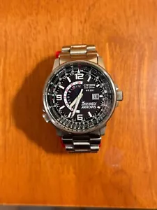 Citizen Men’s Eco Drive Red Arrows S.Steel Nighthawk Bracelet Watch BJ7050-54E - Picture 1 of 14