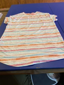 *L-XL Secret Treasures Sleep shirt Gown Women White W/stripes Washed never worn - Picture 1 of 7