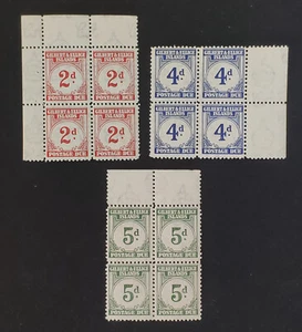 GILBERT & ELLICE Islands. GVI. 1940. POSTAGE DUES in marginal blocks of 4 MUH. - Picture 1 of 2