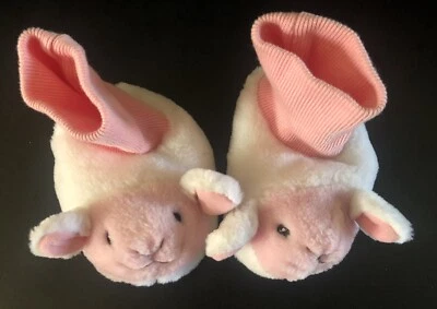 Белый и розовый милый кролик тапочки - размер 12-18 месяцев быстрая доставка! - Изображение 1 из 4