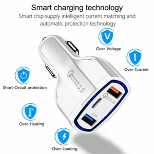 Dual USB PD Type-C Car Charger 30W Fast Charge Adapter For iPhone 12 11 Pro Max - Picture 1 of 8