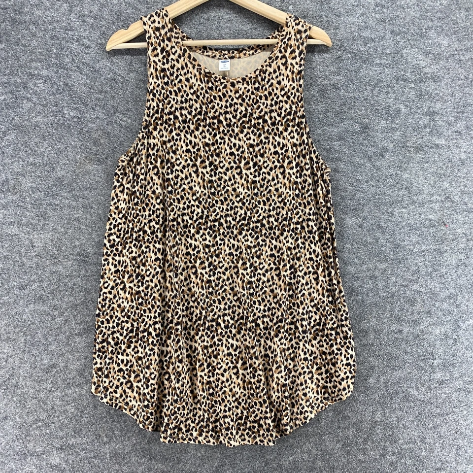 Blusa Pullover Old Navy Mujer L Alta Beige Estampado Animal Sin Mangas Correa Ancha Foto 1 de 4