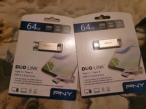 2 PNY 64GB Duo Link USB 3.2 Flash Drive | Type-C & Type-A - Picture 1 of 2