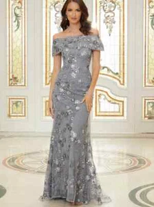 Vestido de Madre de la Novia Fuera del Hombro Boda Lentejuelas Brillantes Apliques Modesto - Imagen 1 de 5