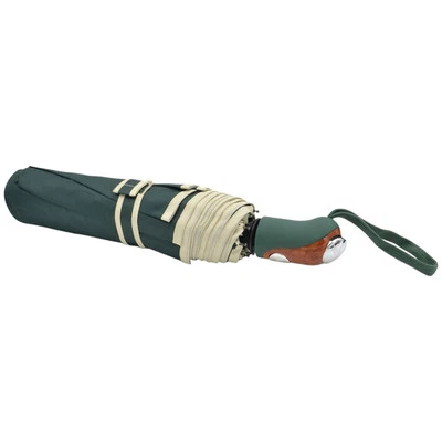 Ombrello pieghevole verde da borsa piccolo con apertura automatica antivento con - Immagine 1 di 4