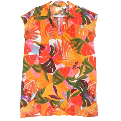 C C California Women's L Shift Dress Orange Linen Blend Cap Sleeve Pullover - Image 1 of 4