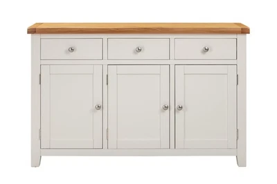 White Oak Sideboard Solid Pine 3 Doors 3 Drawers Harrogate Fully Assembled - Image 1 of 4