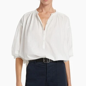 NWOT Nili Lotan Neville Cotton Long-Sleeve Blouse white top button front small - Picture 1 of 7