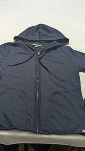 Title Nine Damen Hoodie Gr. Large dunkelblau Langarm durchgehender Reißverschluss Stretch Taschen - Bild 1 von 10