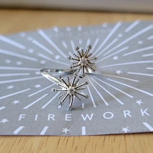 Silber Feuerwerk Ring verstellbar Starburst Glitzer Kristall Cocktail Party Schmuck - Bild 1 von 3