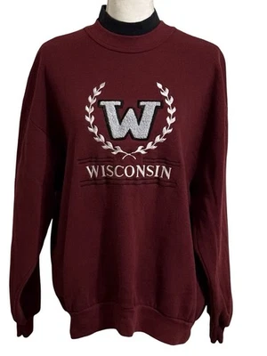 WILLOW BAY Burgundy Embroidered Wisconsin Sweatshirt Women’s Size  VTG 90s - Image 1 of 4