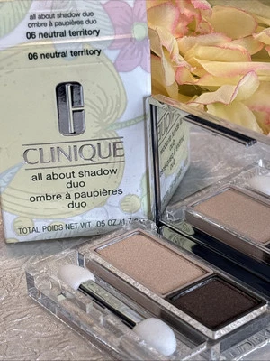 Clinique All About Shadow Duo ~ 06 Neutral Territory ~ .05oz Full Size NIB Free - Image 1 of 2