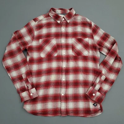 Camisa Sperry Para Hombre Pequeña S Manga Larga Abotonada Franela Cuadros Algodón Rojo Foto 1 de 4
