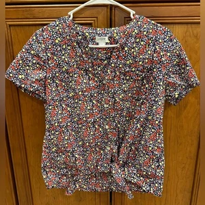 Top J CREW Mujer Pequeño Corbata Frontal Multicolor Ditsy Floral Manga Corta Cuello en V - Imagen 1 de 7