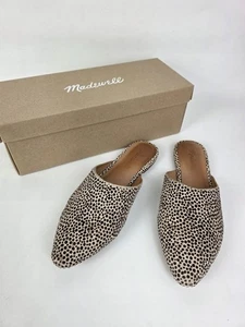 Madewell Remi Leopard Print Calf Hair Pointed Toe Mules Slip-On Womens Shoes Siz - Picture 1 of 9