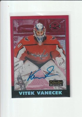 2020 O-Pee-Chee Platinum Retro Rookies Rainbow Red Vitek Vanecek Rookie Auto RC - Image 1 of 2