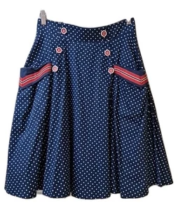 KITTEN D'AMOUR Blue Polka Dot Retro Rockabilly Flare Skirt SZ 10 194/200 - Picture 1 of 11