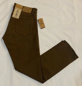 NWT-Polo Ralph Lauren Men's The Varick Slim Straight jeans Brown-40x32 - Picture 1 of 9