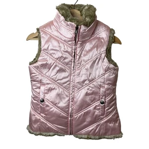 Gap Factory Pink Faux Fur Lining Reversible Vest Girls Size L (10) - Picture 1 of 5