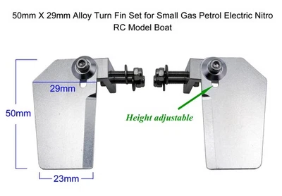 50mm X 29mm Alloy Turn Fin Set for Small Electric Nitro Gas RC Model Boat - Image 1 of 2