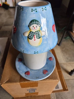 Lámpara de vacaciones pantalla y plato para tarro vela DISEÑO MUÑECO DE NIEVE Foto 1 de 4