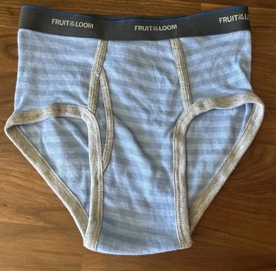 De colección Fruit Of The Loom Niños Calzoncillo Med Hombre Pequeño 24” Timbre Rayas Azul Gris Foto 1 de 4