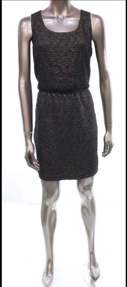 Studio M, NUEVO, Vestido Negro Metálico Sin Mangas, Para Mujer Talla Pequeña, Funda, $118 Foto 1 de 1