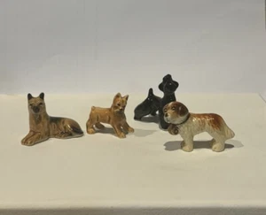 Mixed Lot Of Bone China Dog Figurines 2 Inch Boxer German Shepard Poodle See Pic - Picture 1 of 3