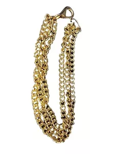 Vintage Gold 3 Chain Belt Large Clasp Fashion Unbranded 1980's Retro Mid Century - Picture 1 of 14