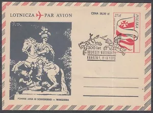 Sobre usado POLONIA 1983 Ck #072. Par Avion. El monumento es Jan III Sobieski. - Imagen 1 de 3