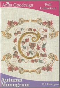 AUTUMN MONOGRAM Macchina Ricamo Disegni CD Anita Goodesign Full Col. 50AGHD - Foto 1 di 3
