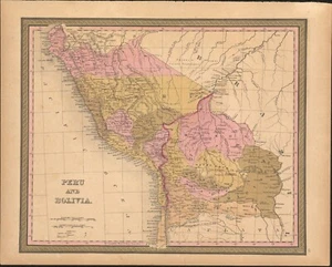 1849 Peru & Bolivia by Mitchell antique map ~ 17.4" x 13.8" hand colored - Picture 1 of 5