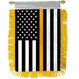 1 doz USA Thin Gold Line Gold Fringe Mini Banners for 911 Emergency Dispatchers - Picture 1 of 3